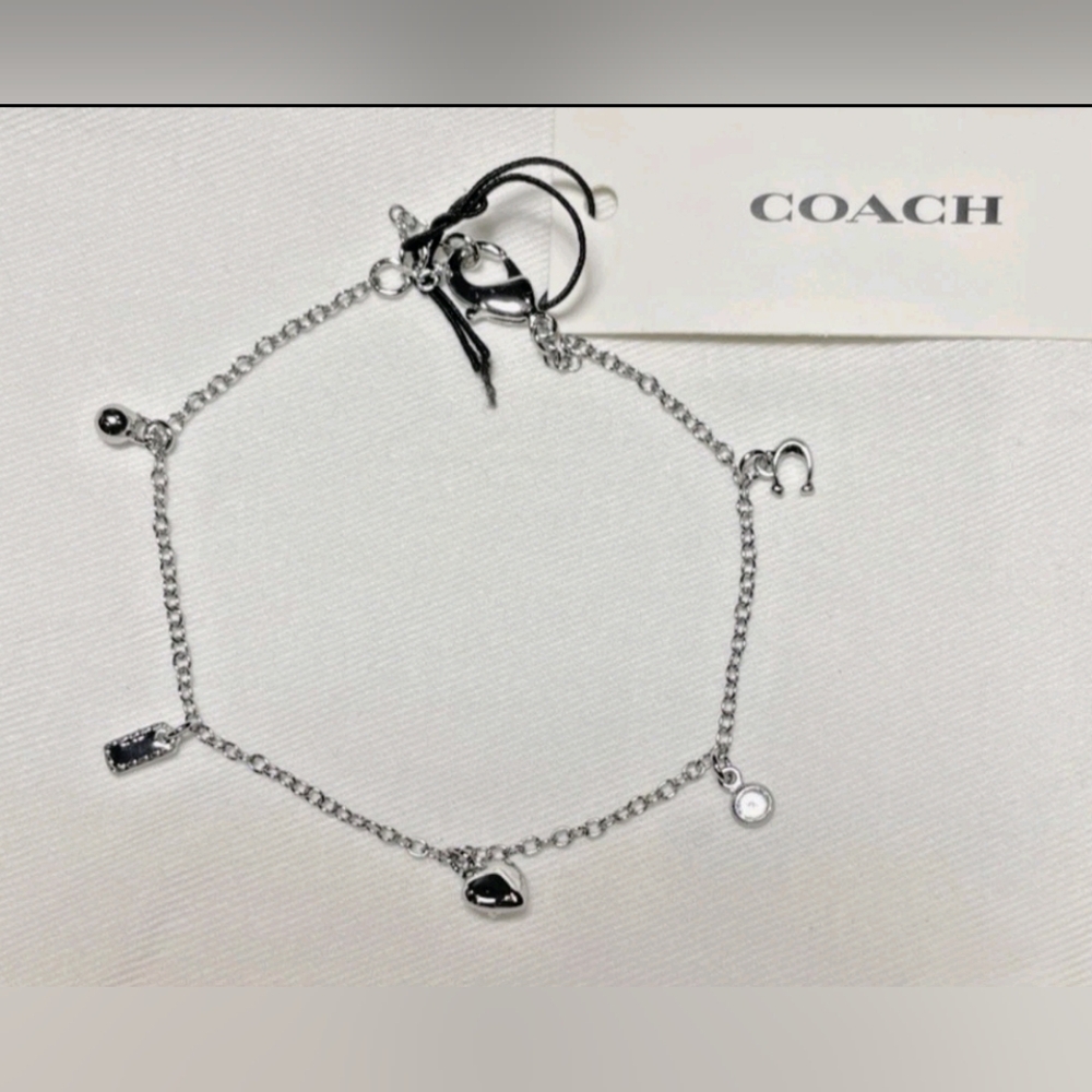Coach Dainty charm bracelet Silver Tone NWT